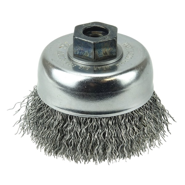 Weiler 3" Crimped Wire Cup Brush .014" Steel Fill M10x1.25 Nut 13240 - main